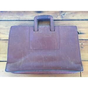 Vtg Schlesinger Brothers Cali Saddle Leather Attache Briefcase Laptop Bag 17"